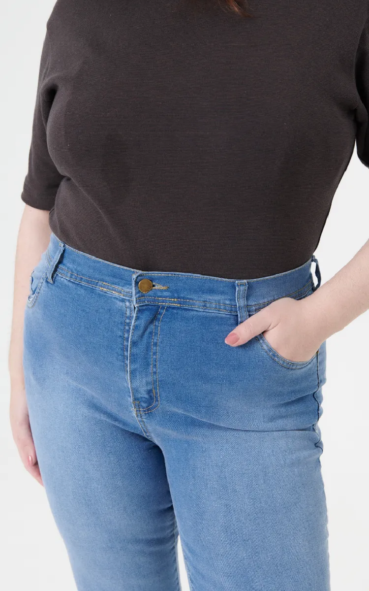 Plus Size Flare Crop Tiro Alto 2314 Claro - Imagen 4