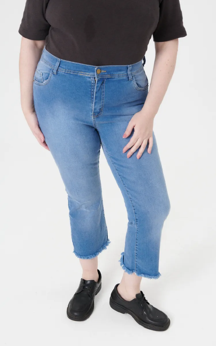 Plus Size Flare Crop Tiro Alto 2314 Claro - Imagen 3