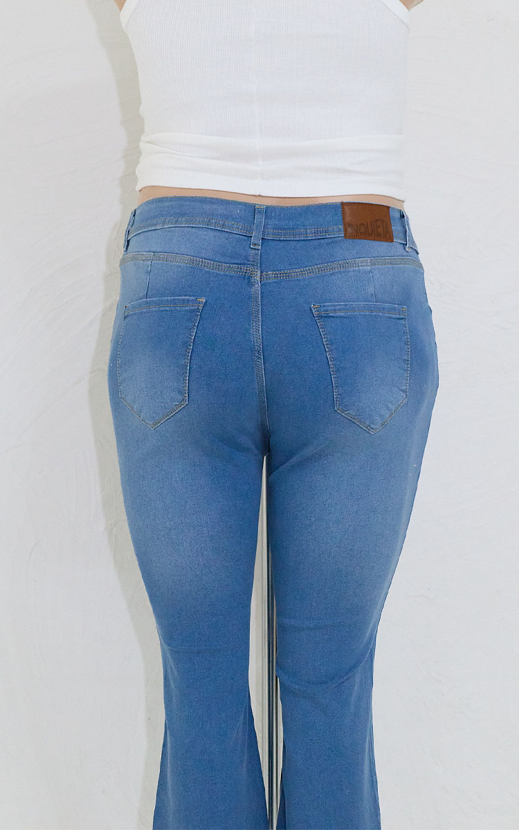 Plus Size Flare Crop Tiro Alto 2314 Claro - Imagen 5