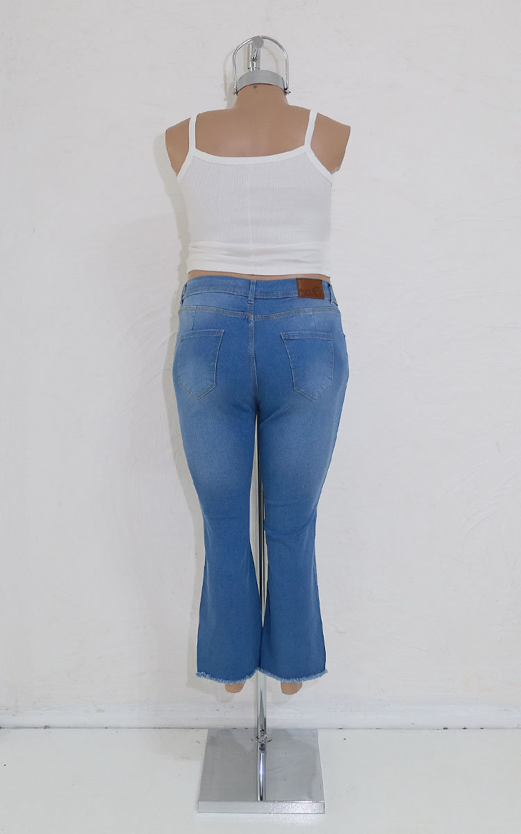 Plus Size Flare Crop Tiro Alto 2314 Claro - Imagen 2