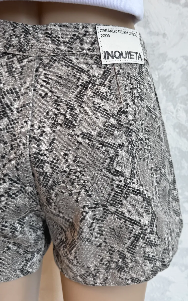 Skort Animal Print Tiro Alto 0339 Gris - Imagen 4