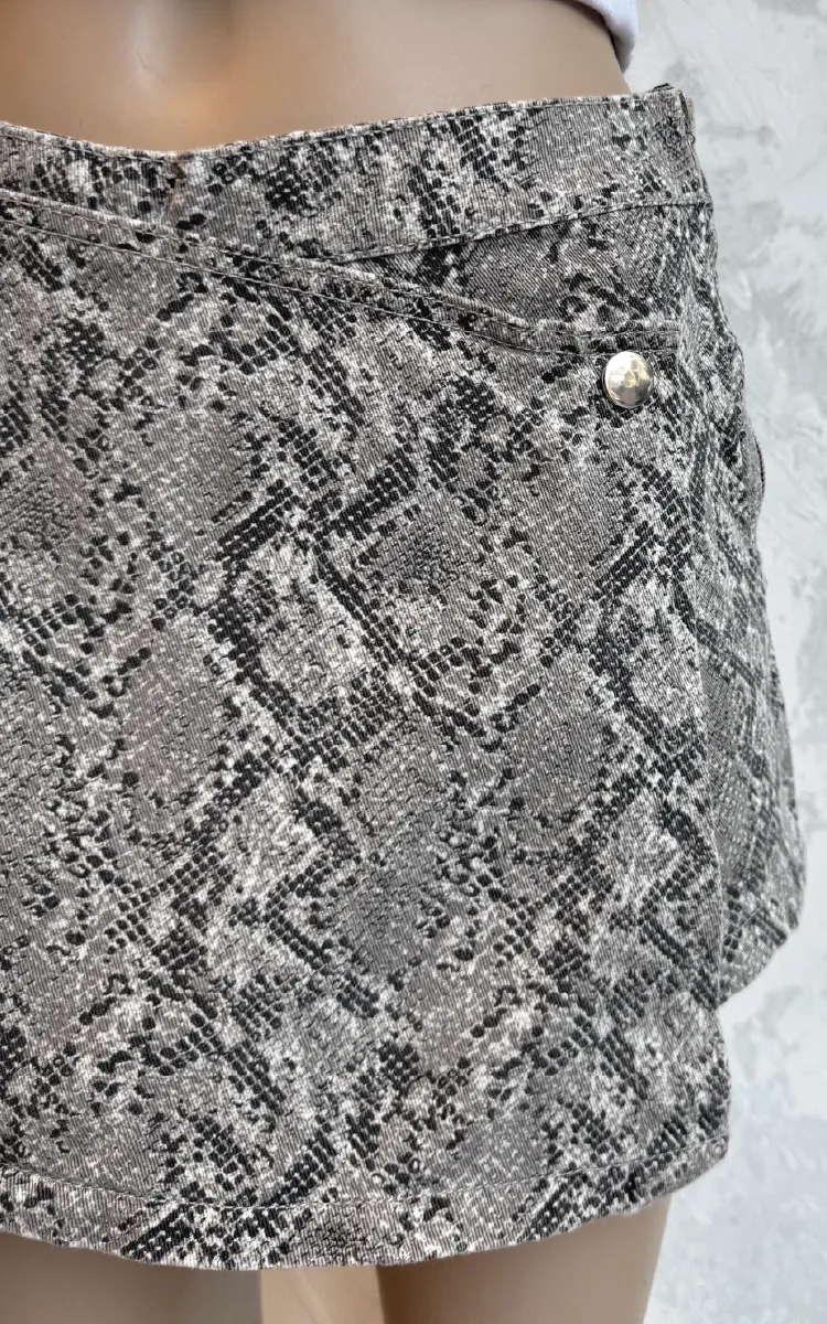 Skort Animal Print Tiro Alto 0339 Gris - Imagen 3