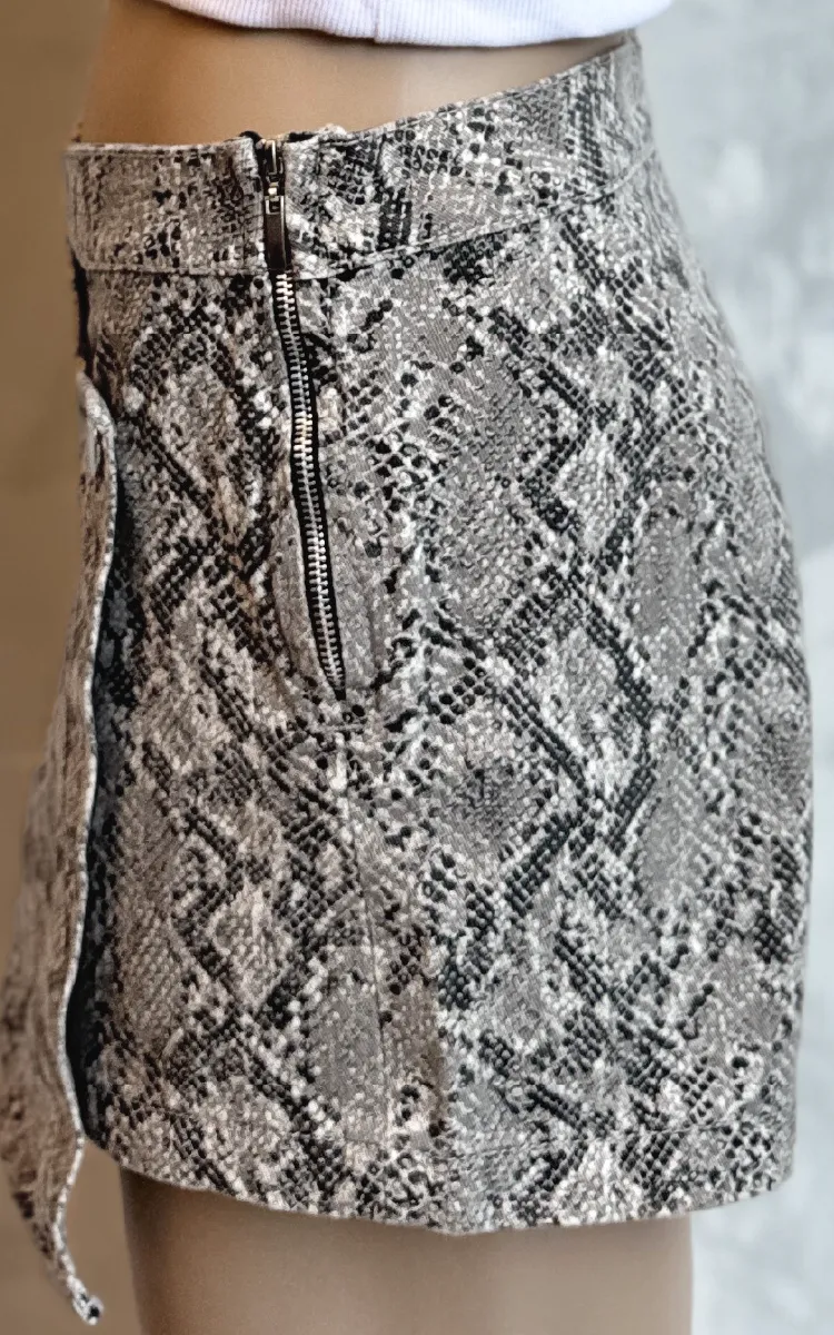 Skort Animal Print Tiro Alto 0339 Gris - Imagen 5