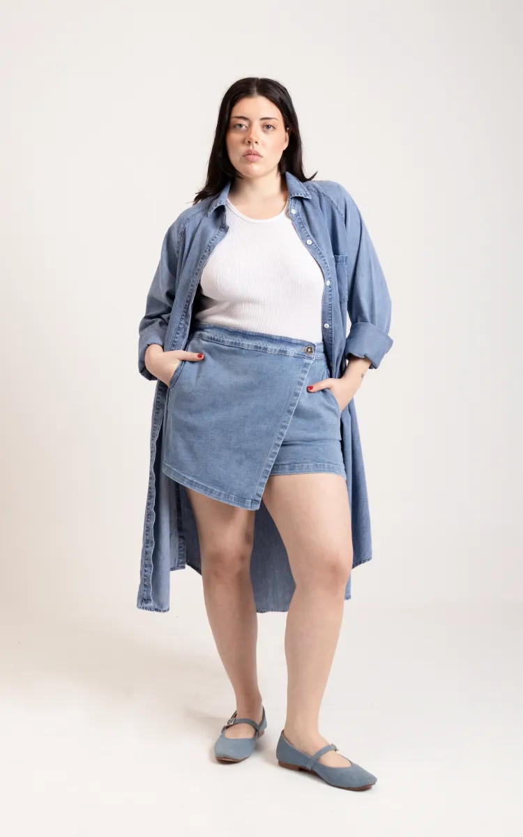 Plus Size Skort Tiro Alto 2332