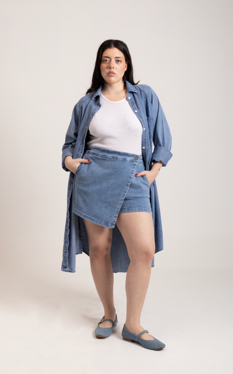 Plus Size Skort Tiro Alto 2332