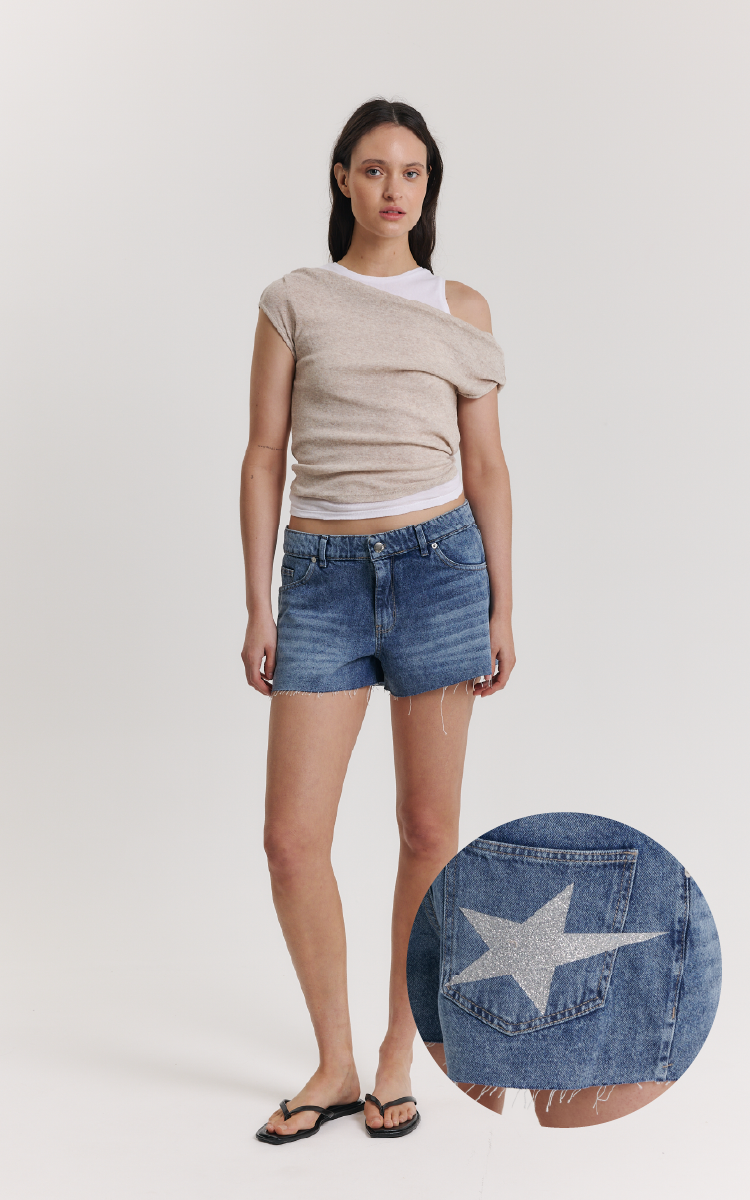 Short Tiro Bajo 0425 Estrellas con Glitter