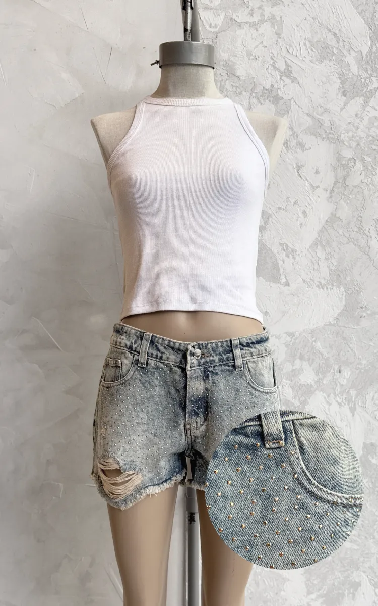 Short Tiro Alto 0369 Strass Dorado