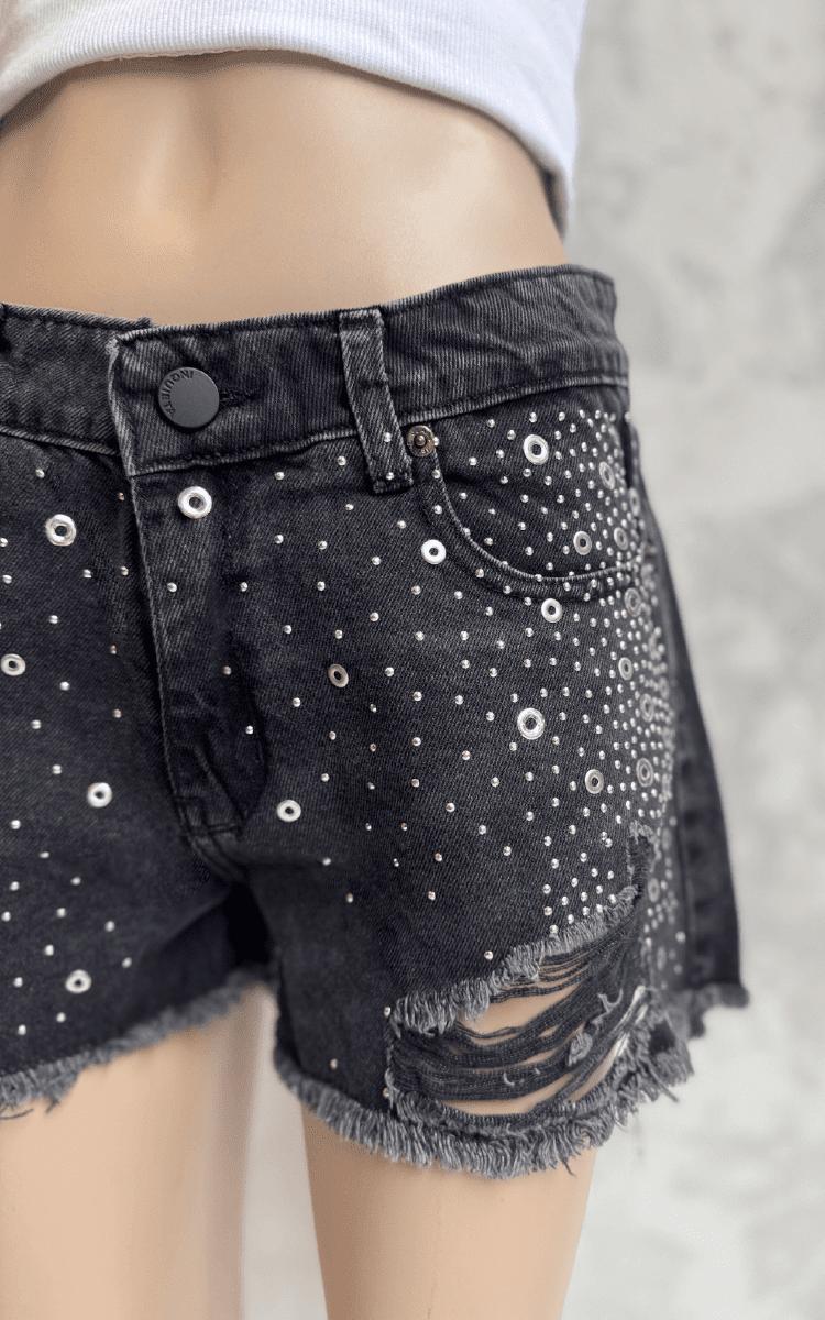 Short Tiro Medio 0376 Hotfix Strass - Imagen 3