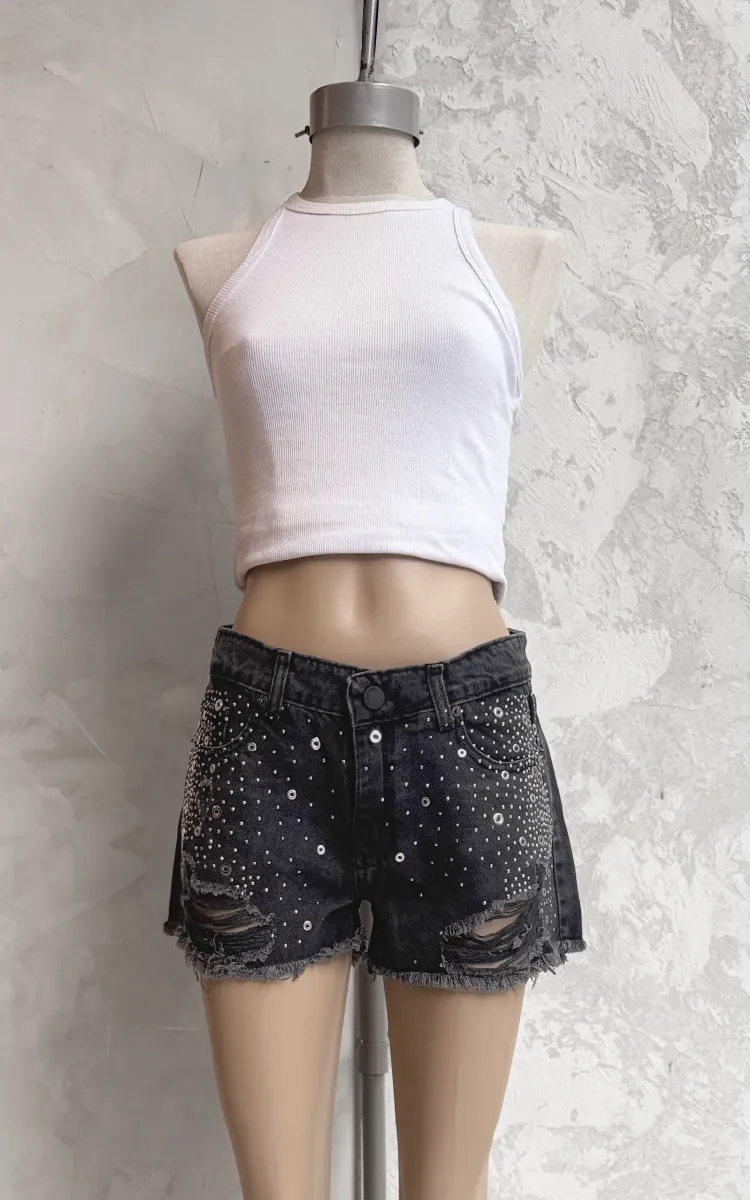 Short Tiro Medio 0376 Hotfix Strass