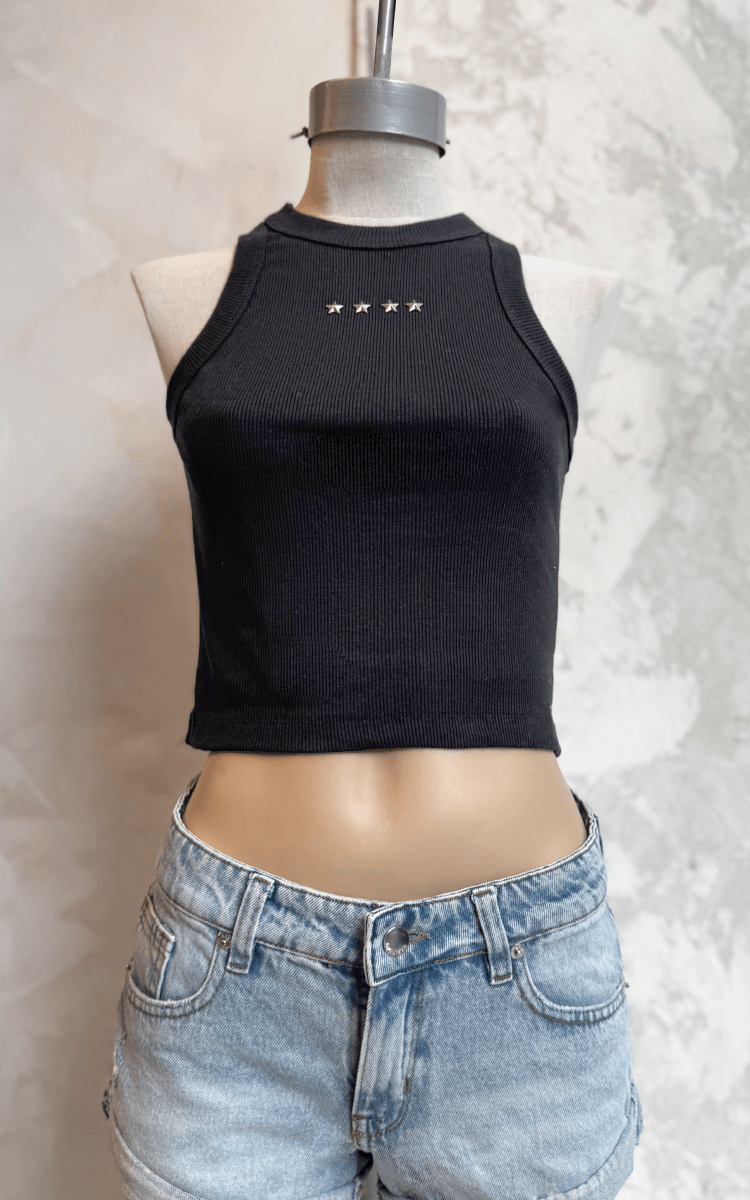 Musculosa Negra 0068 Con Estrellas