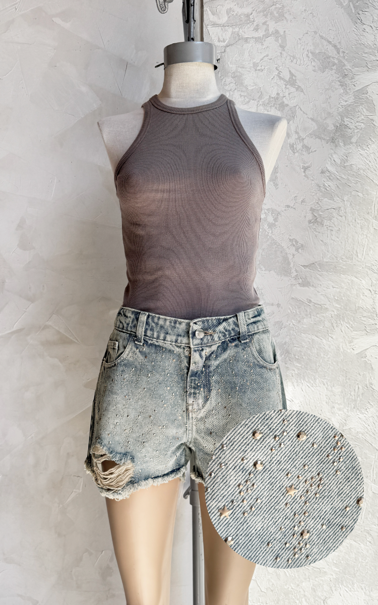 Short Tiro Alto 0369 Strass Estrellas