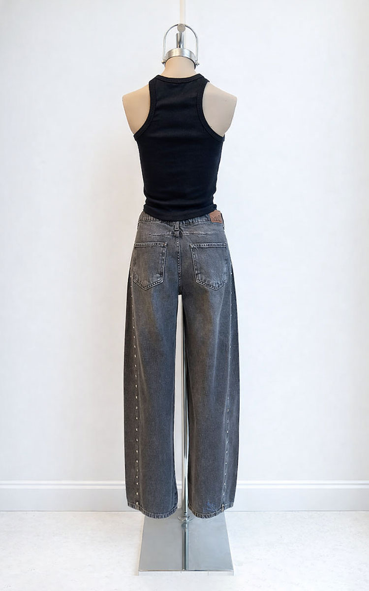 Baggy Balloon Negro Gastado Tachas - Imagen 7